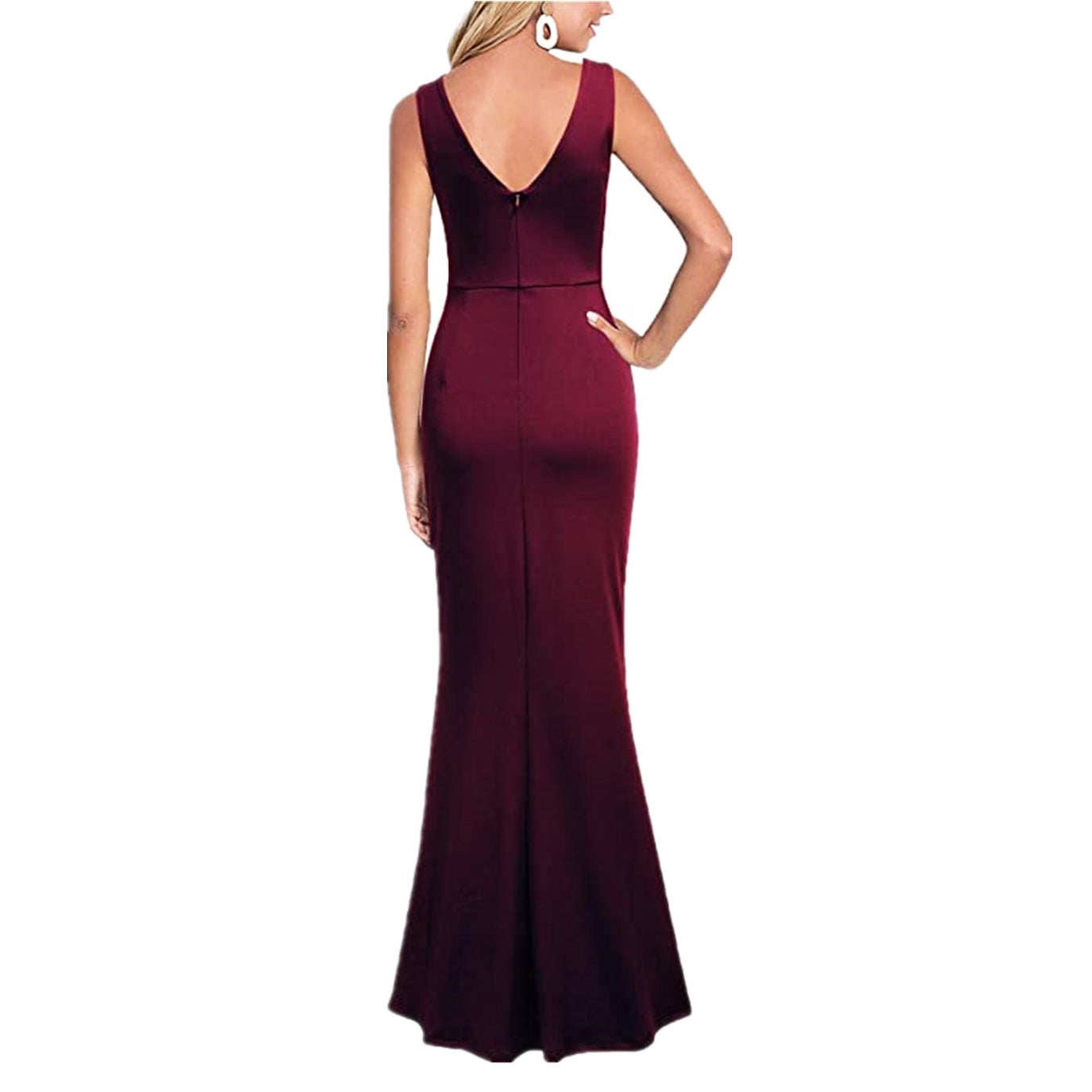 Solid Color Slim Fit Slimming Spaghetti Straps Split Long Dress