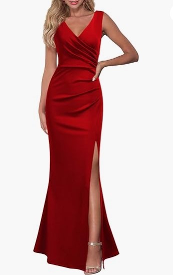 Solid Color Slim Fit Slimming Spaghetti Straps Split Long Dress