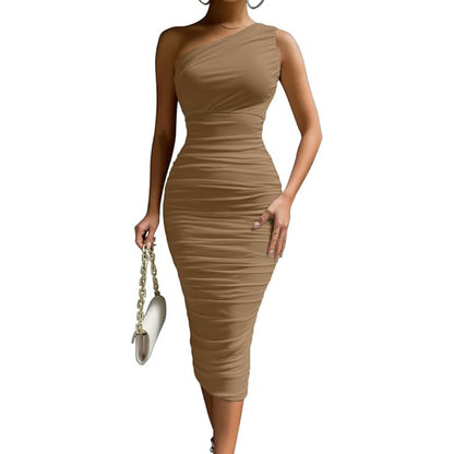 Summer High-grade Slim-fit Oblique Shoulder Outer Wear Milk Silk Hot Girl Skirt